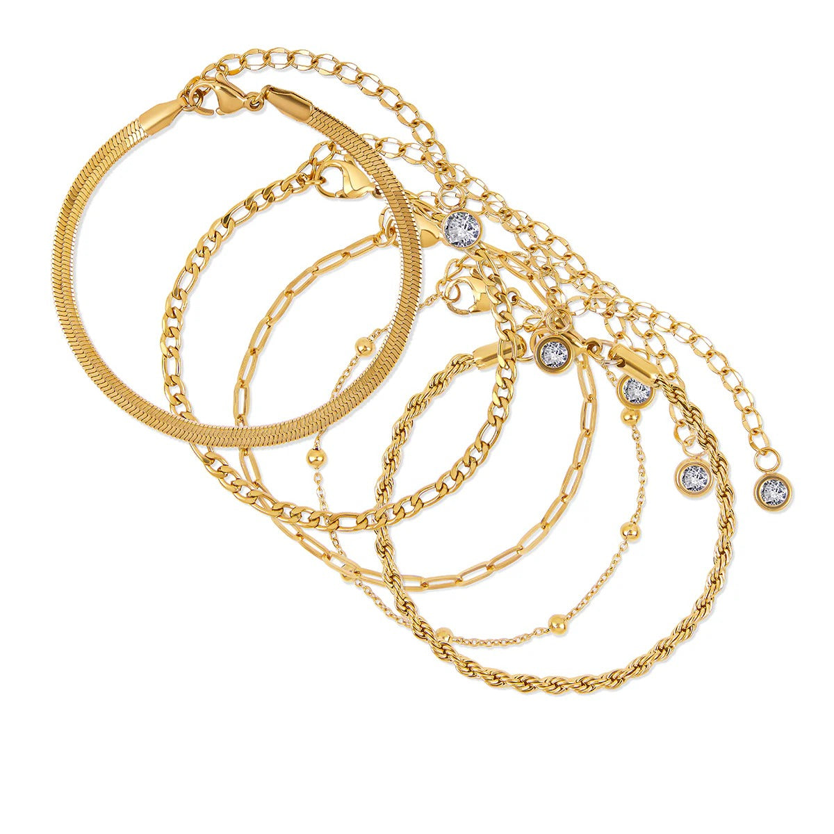 Set Glamour Cubic Zirconia Bracelet 18K Gold Plated in 18K gold-plated, zirconia – Meiva bracelet