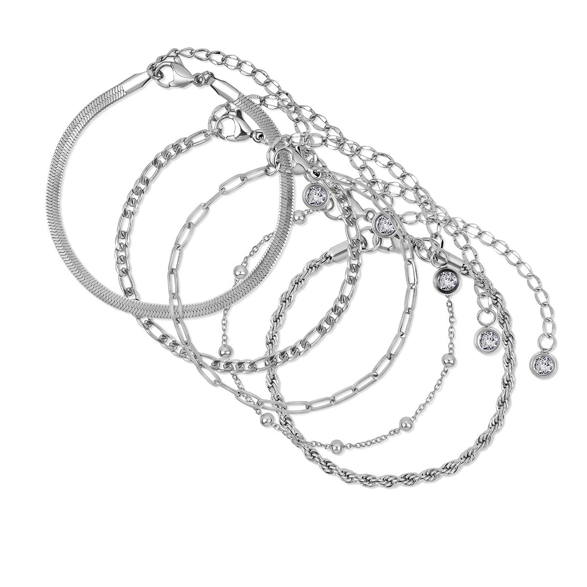 Set Glamour Cubic Zirconia Bracelet in Silver in zirconia – Meiva bracelet