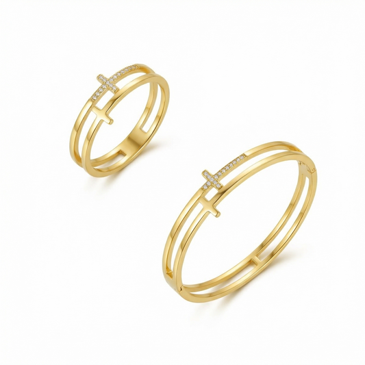 Set Cross 18K Gold Plated in 18K gold-plated – Meiva jewelry